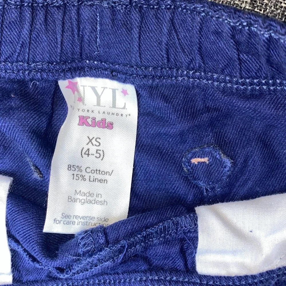 New York Laundry NYL Elastic Waistband Cuffed Navy Shorts XS 4/5 Girls Toddler - Picture 2 of 3